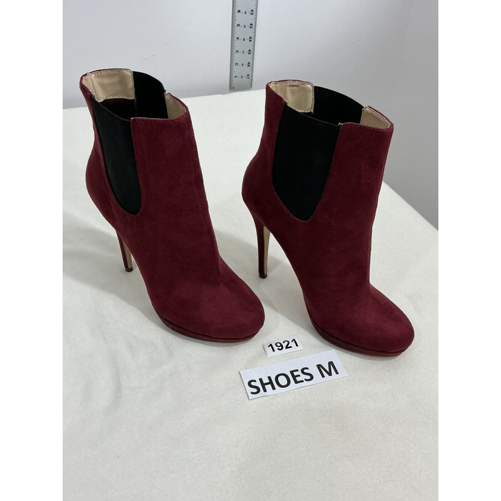 Womans M By Michael Antonio Maroon Pull On Platform Ankle Boots 8.5
